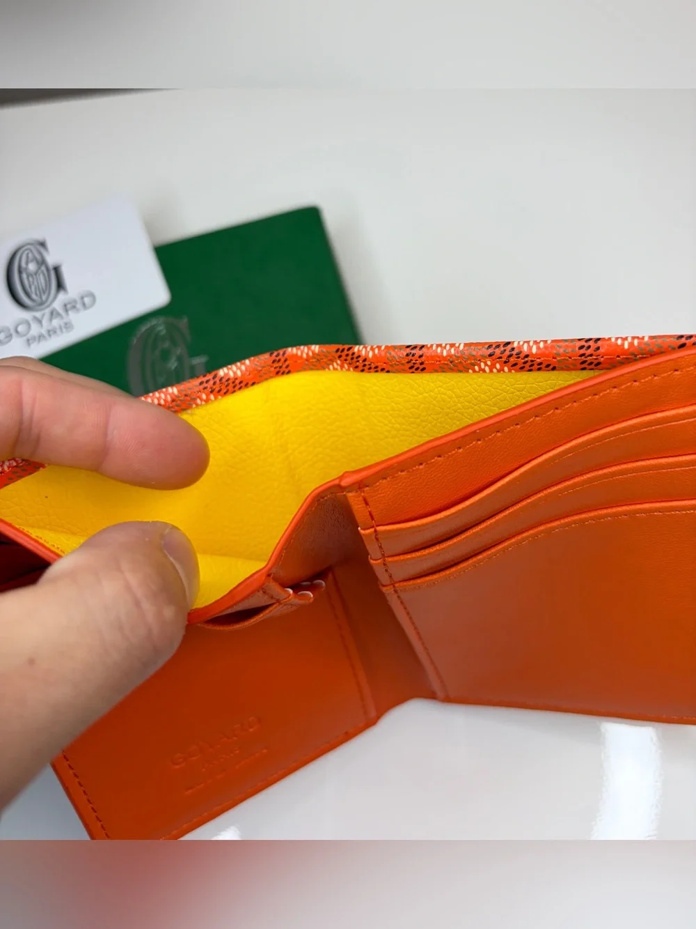 Mens Original Genuine Leather Orange Canvas Card Holder